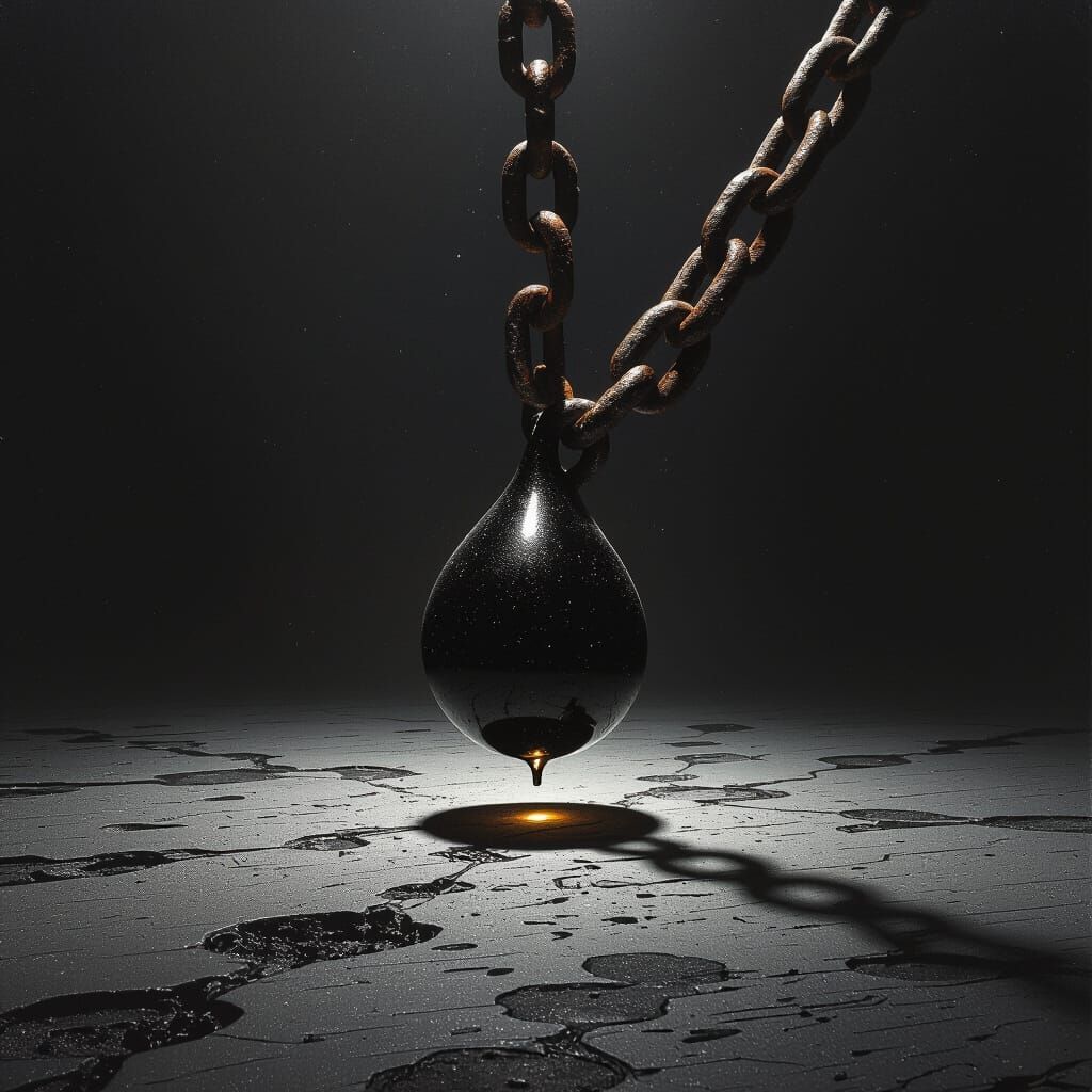 Glowing Droplet Transforms Into Heavy Chain in Darkness