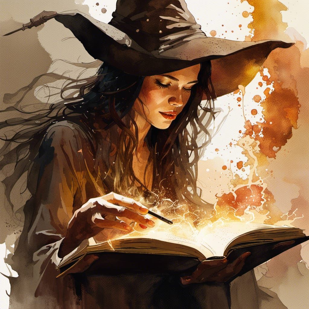 The Witch Studies Her Spell Book