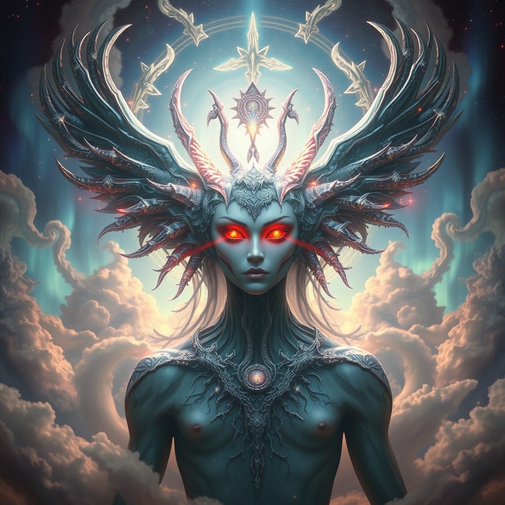 Surreal Mystic Yaldabaoth in Ethereal Dreamscapes