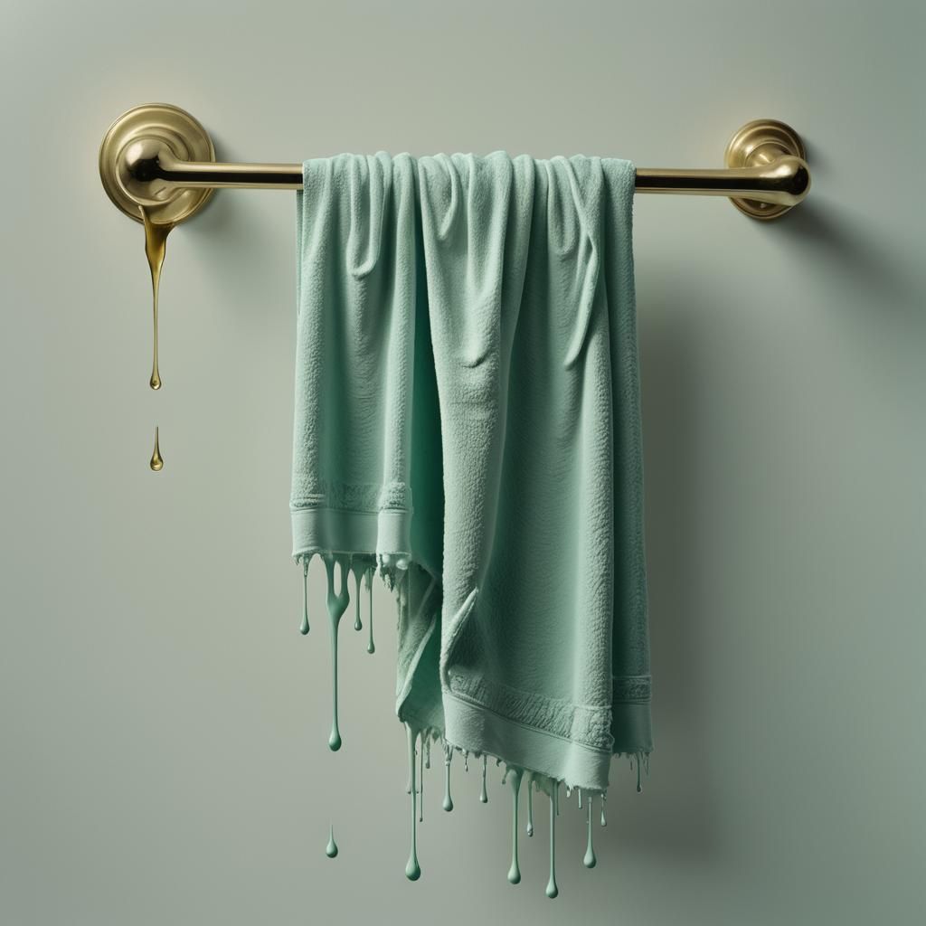 Surreal Dali-Inspired Oil Painting of a Melting Hair Towel