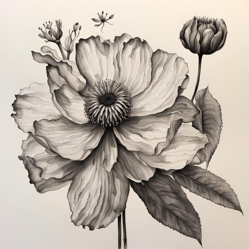 Detailed Botanical Ink Drawings