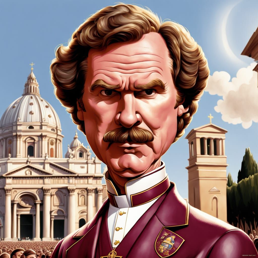 Ron Burgundy as the New Pope in a Humorous Cartoon