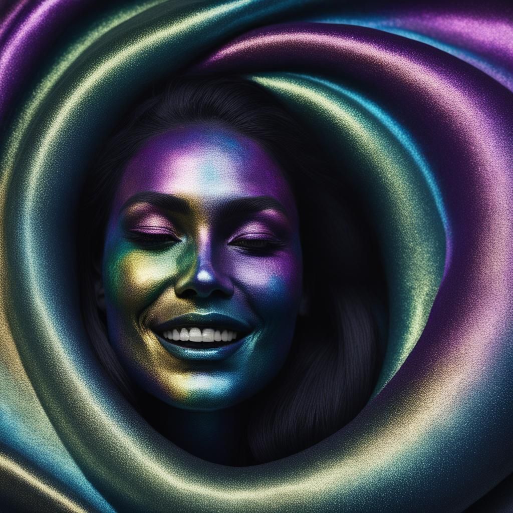 Metallic Beauty with Devious Smirk in Flowing Colors