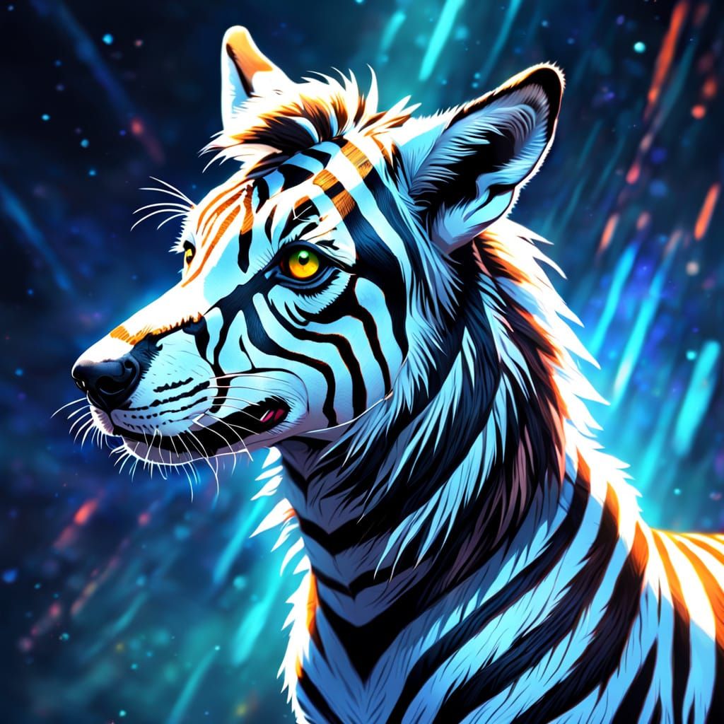 Zebra-Striped Dog in Deep Space Concept Art