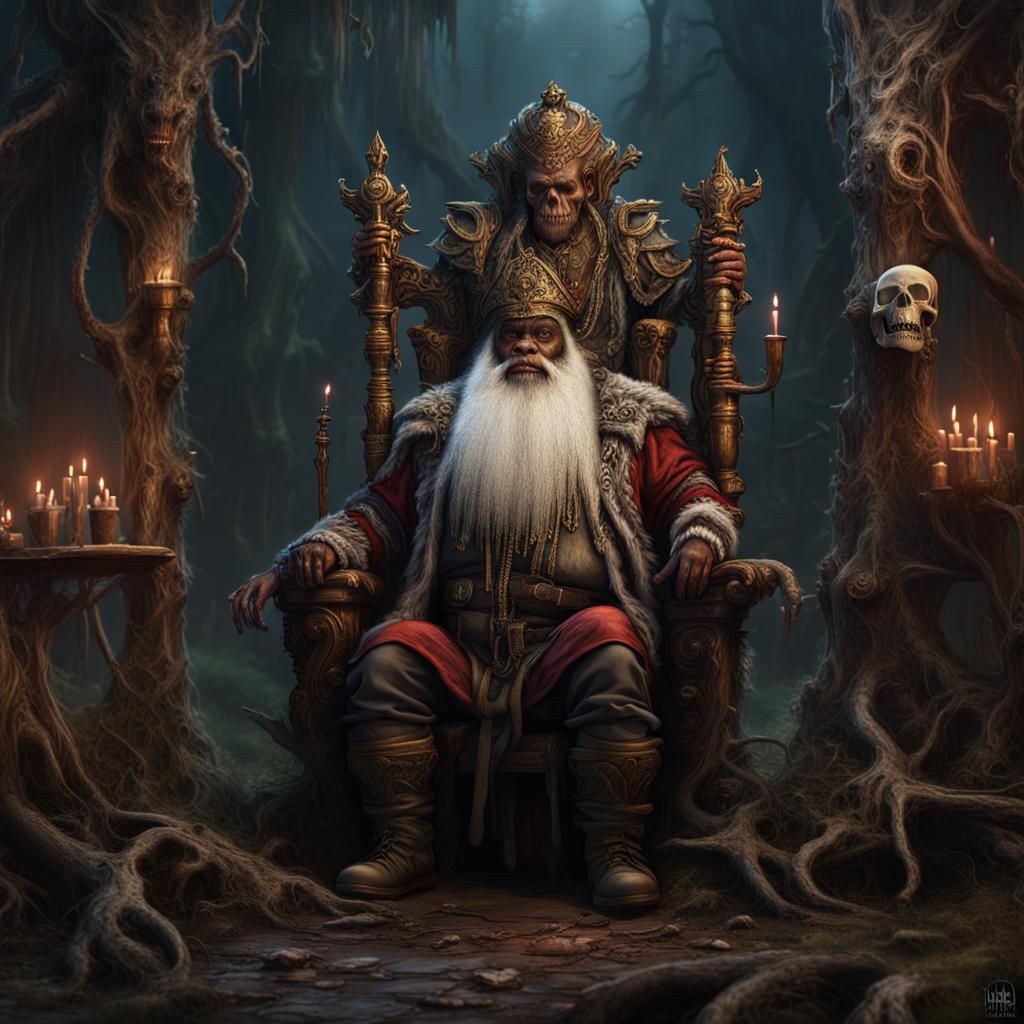 Haitian Voodoo Dwarf King on Throne