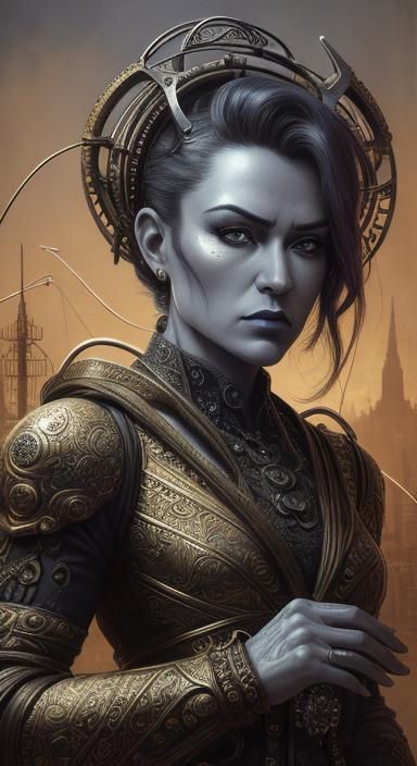 Atompunk graphic novel art. Medium shot. Chibi-inspired pin-...