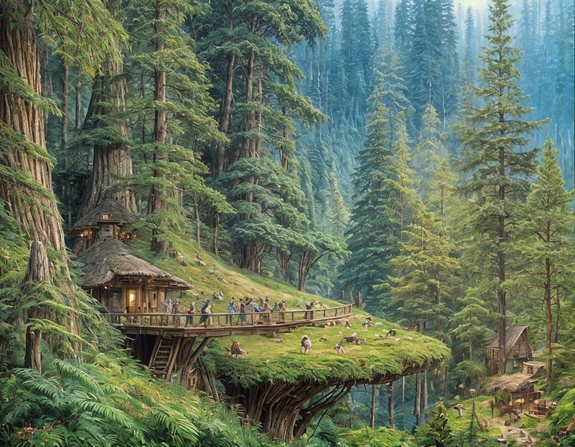 Ewok Village in Endor's Elevated Landscape