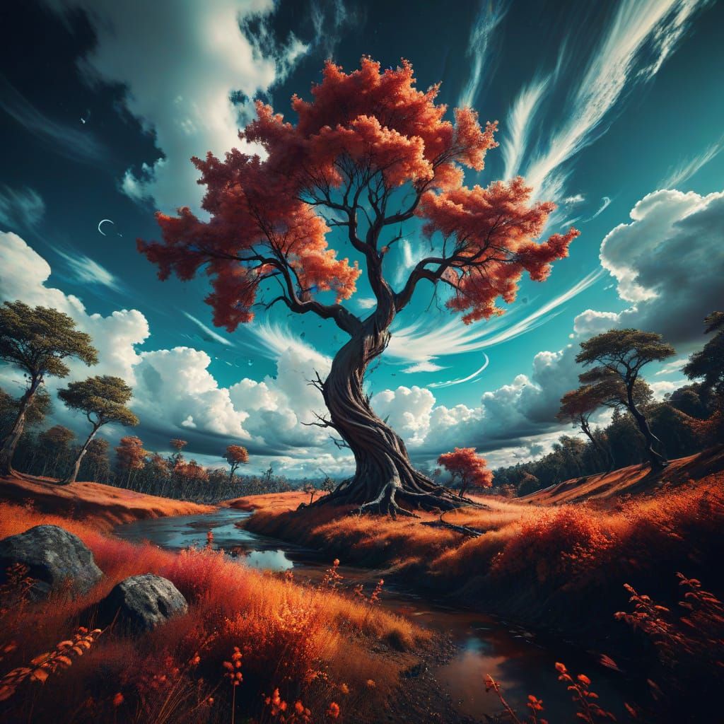 Surreal Twisted Horizon in a Dreamlike Landscape