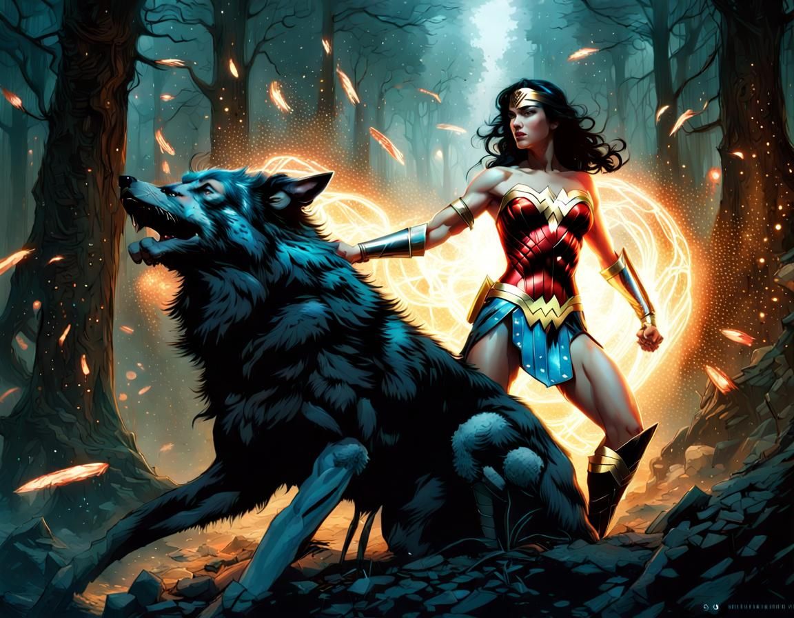 Wonder Woman's Ethereal Battle with Wolf
