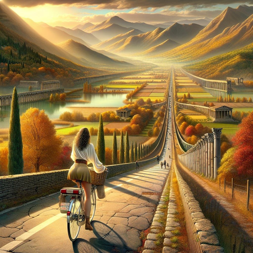 Appian Way: Ancient Road in Autumn Sunlight