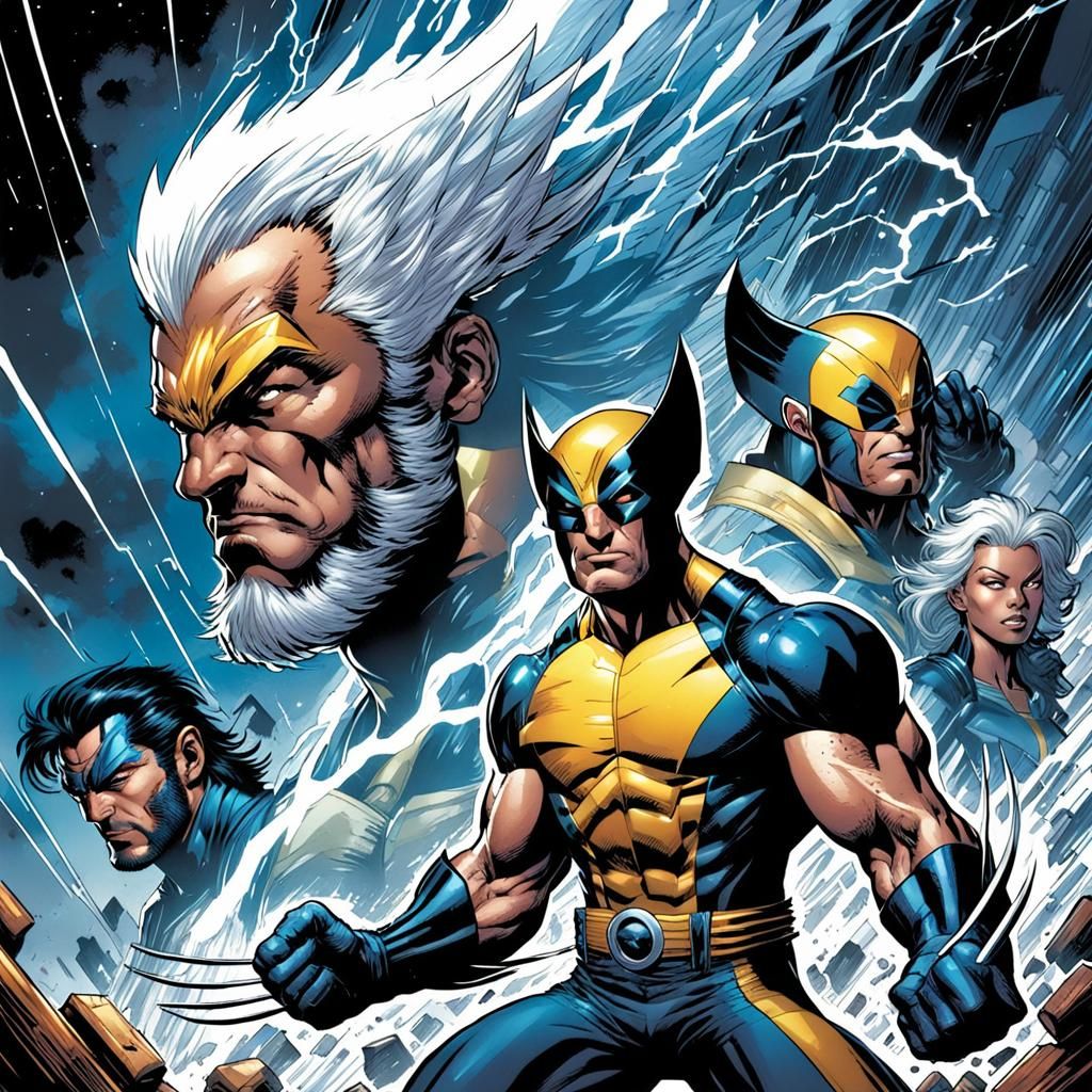 Storm, Wolverine, and the X-Men in Comic Style