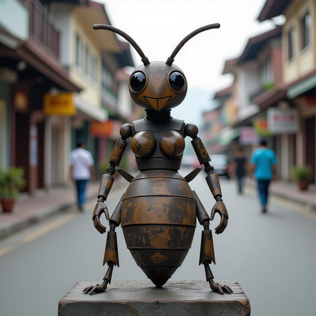 Unique Tire Ant Sculpture in Post-Modern Style