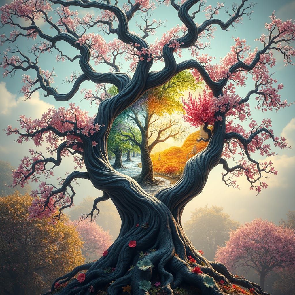 Twisted Tree Reflects the Ephemeral Cycle of Seasons