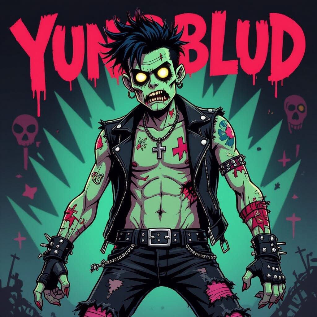 Yungblud as a Zombie Punk Rocker Cartoon