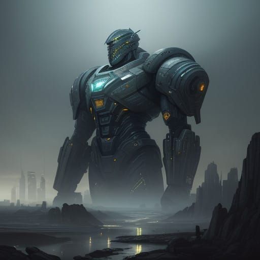 Futuristic Warrior in High-Tech Spartan Armor