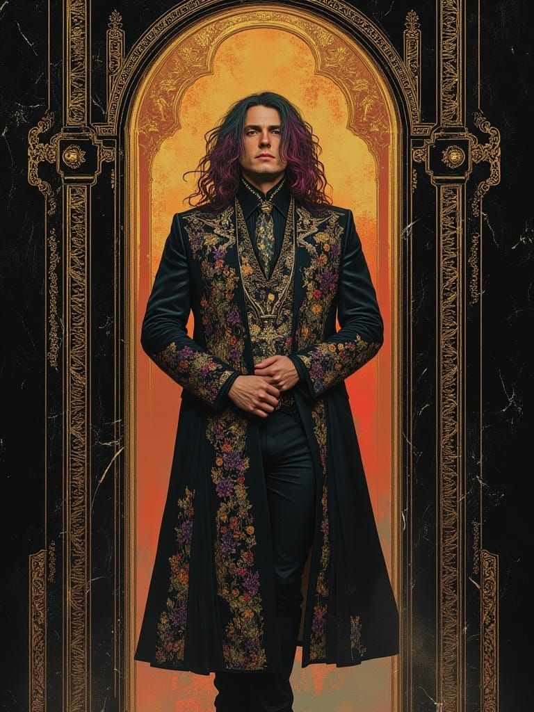 Regal Man in Art Nouveau Archway, Splash Art