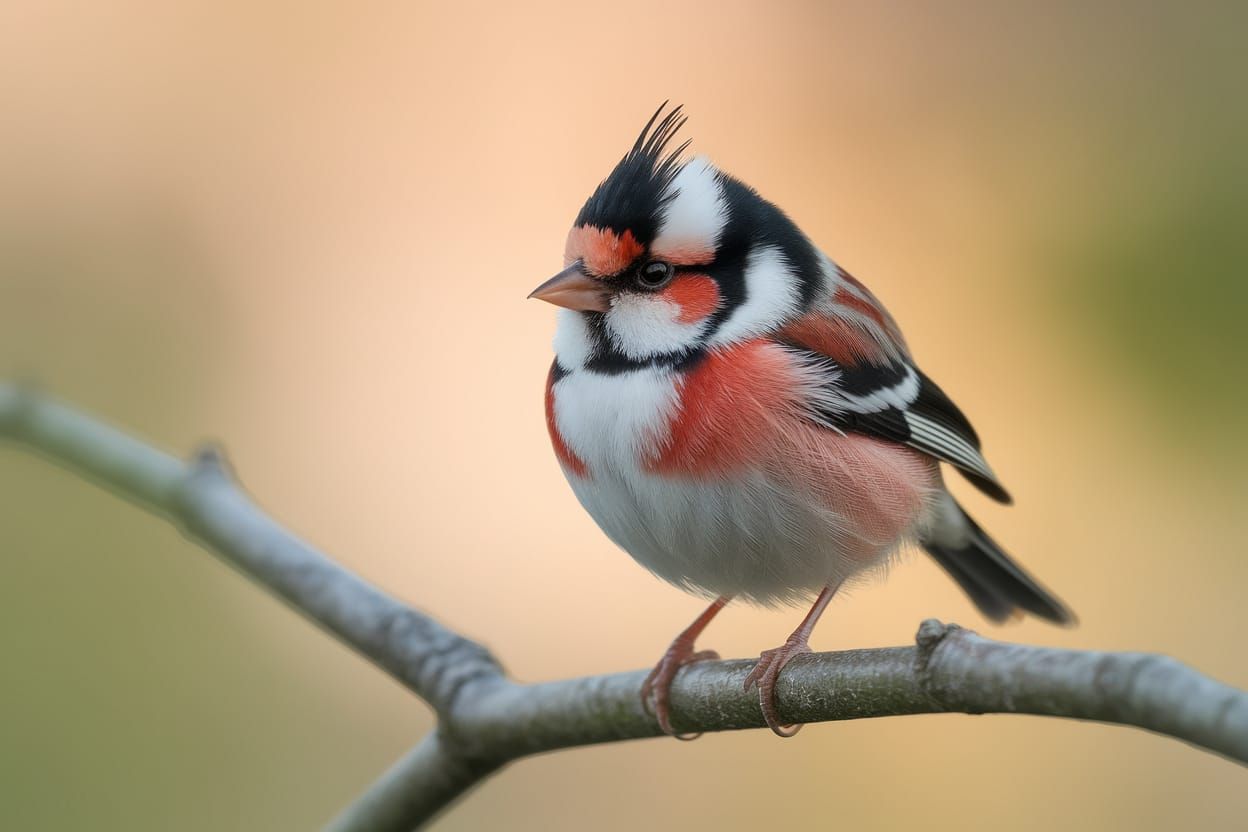 Vibrant Bird Perched on a Branch in Realistic Style