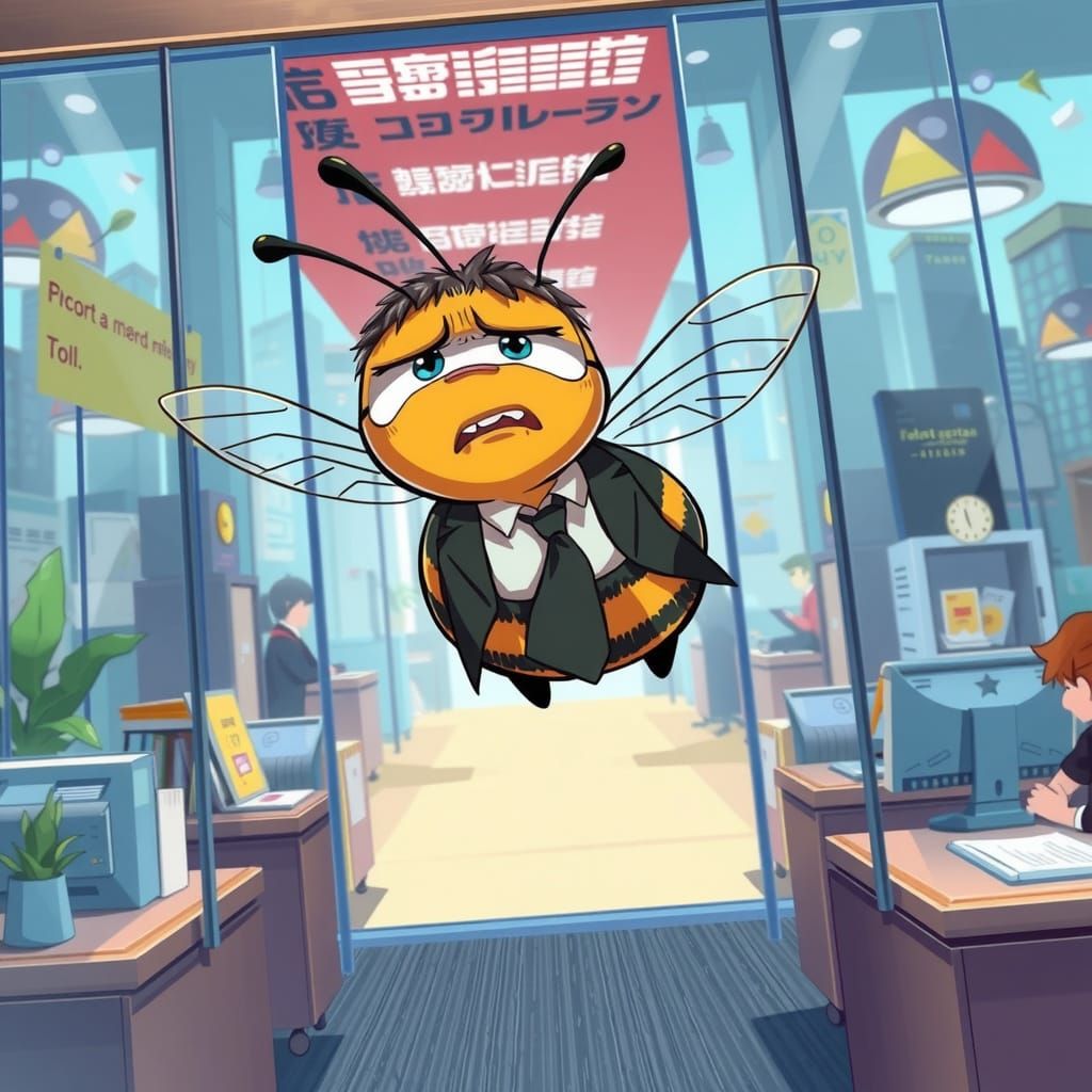 Anime Bee Commutes to Office Job