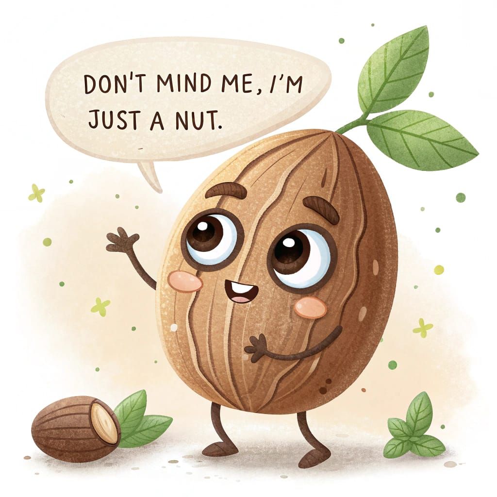 Whimsical Walnut Speaks from Its Shell