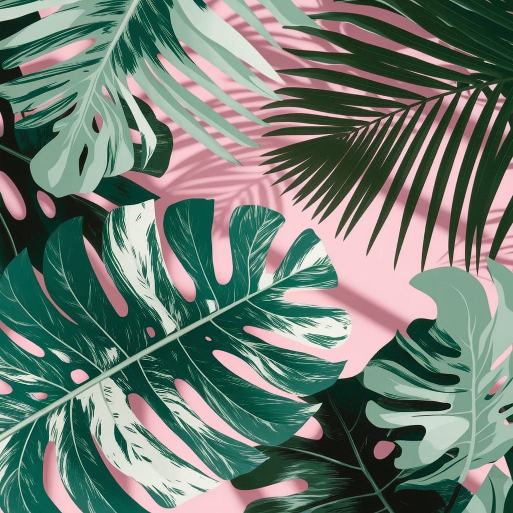 Lush Variegated Monstera in Vibrant Googie Style