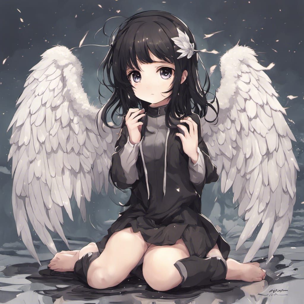 Anime Chibi Girl with Angel Wings