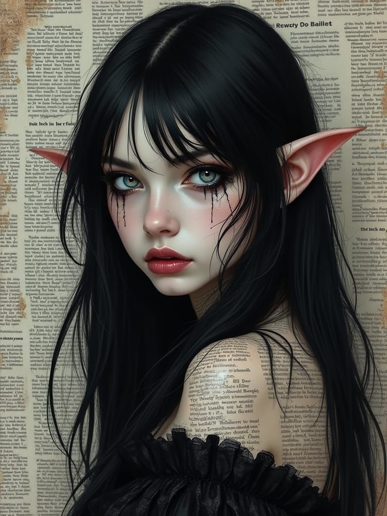 Surreal Newspaper Elf Portrait in Photorealistic Style