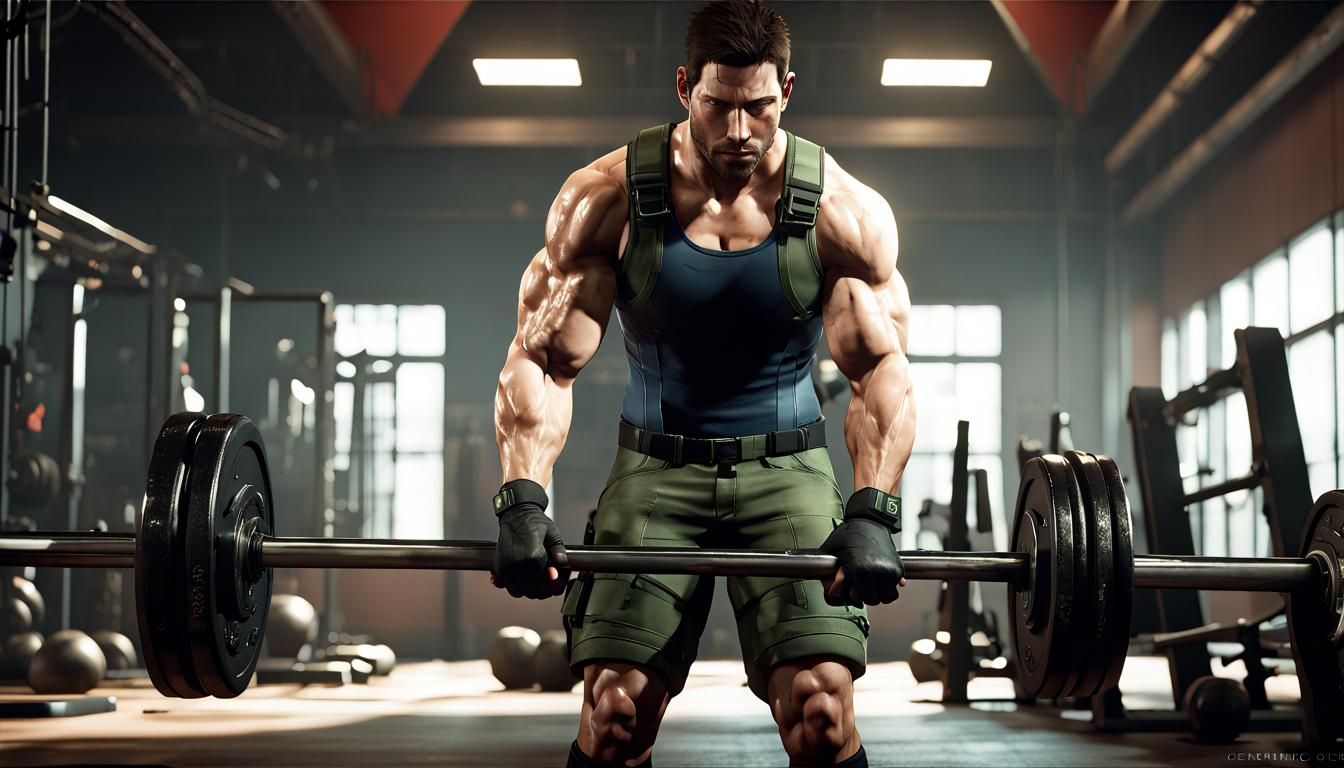 Chris Redfield Gym Workout in 3D Game Style