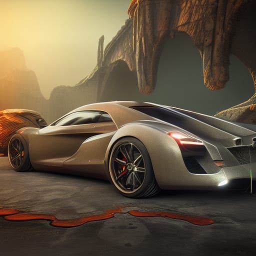 Fantastical Supercar in Detailed Matte Painting