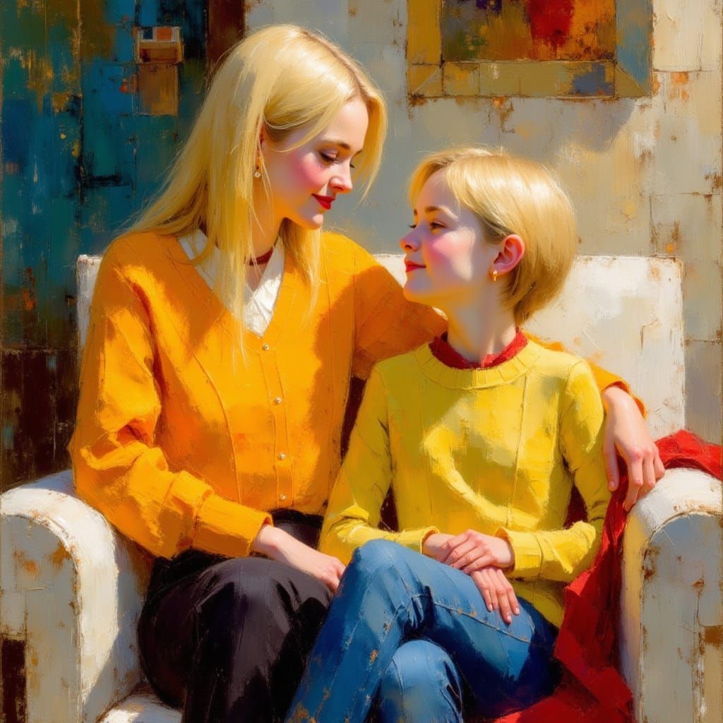 Warm Portrait of Woman and Man in Cozy Room