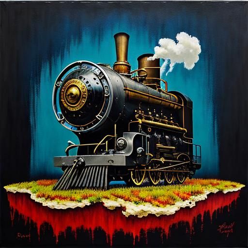 Watt-Boulton Steam Engine: Abstract Oil Painting