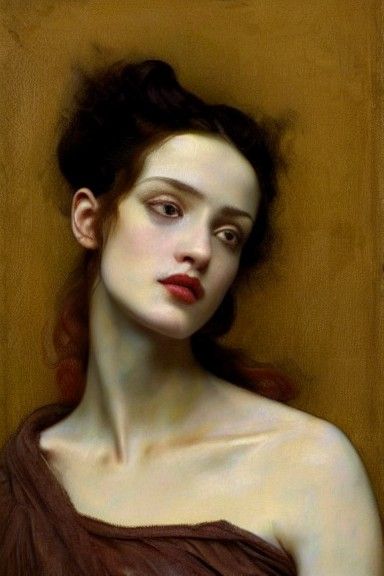 Pre-Raphaelite Woman in Mustard Yellow and Blue