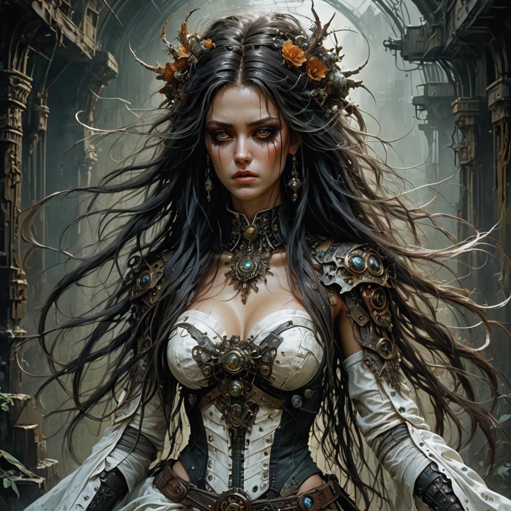 Biopunk Bride Portrait in Kashin Style