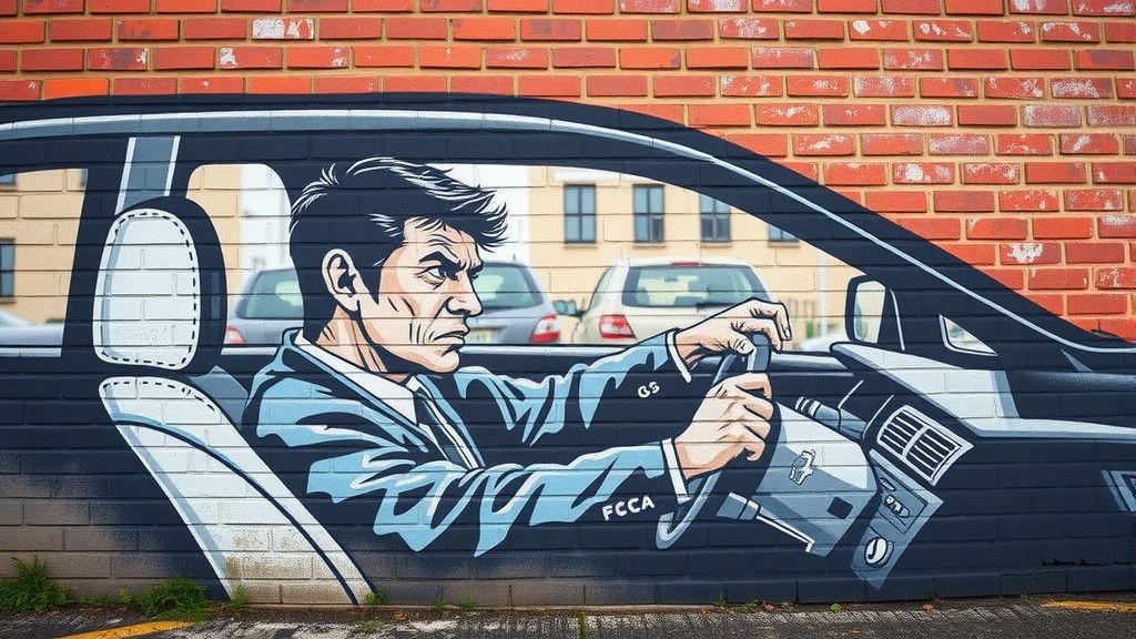 Angry Driver Street Art Stencil Mural