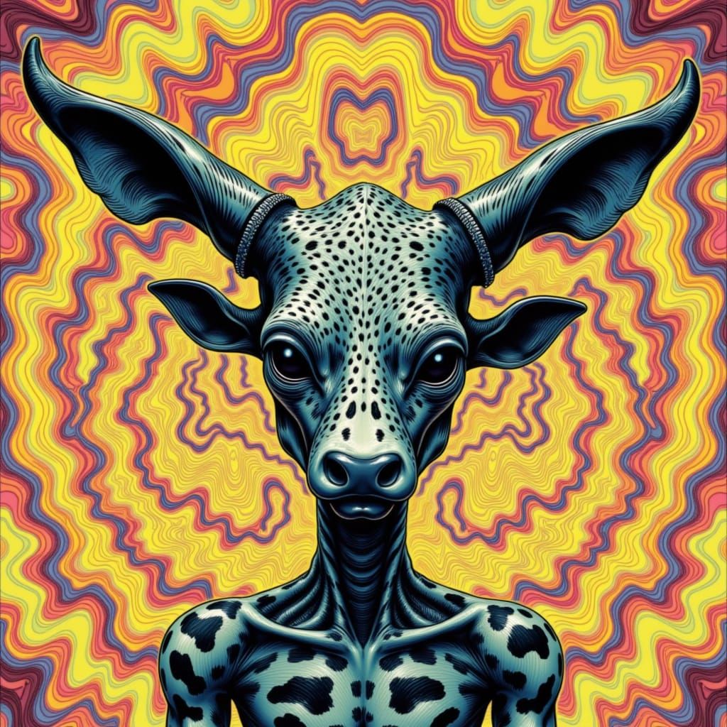 Surreal Cow Print Alien Mythological Creature