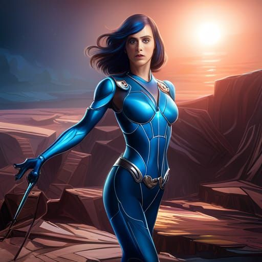 Katy Perry as Blue Beetle, Detailed Digital Art