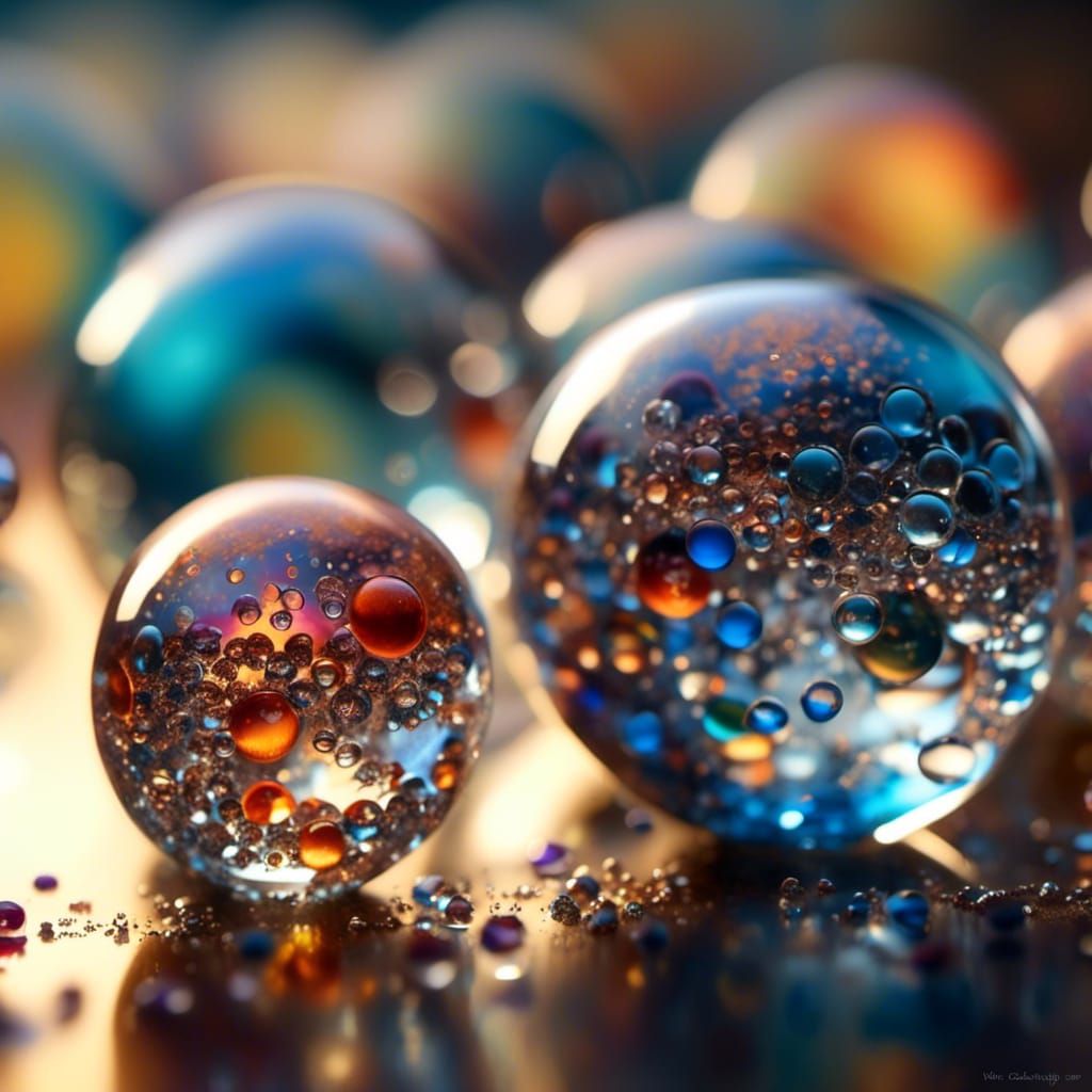 Iridescent Glass Marbles Macro Photography