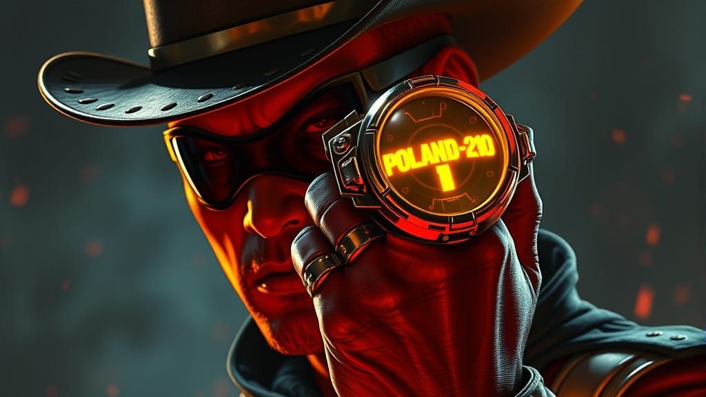 Lone Ranger in Cyberpunk Setting with Radioactive Ring