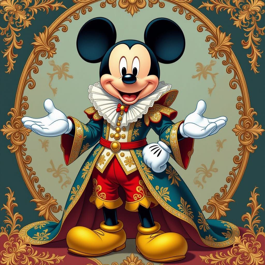 Mickey Mouse in Ornate Baroque Costume