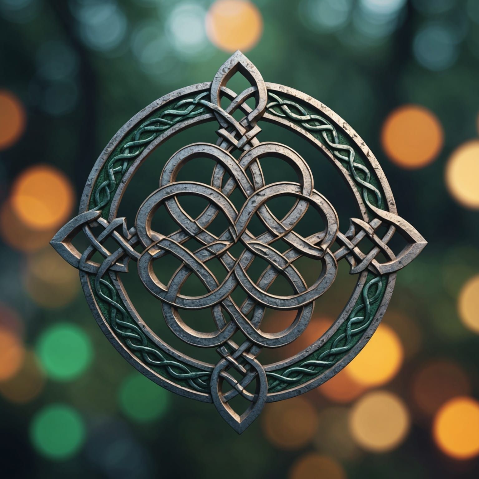 Celtic Knot Matte Painting with Bokeh Background