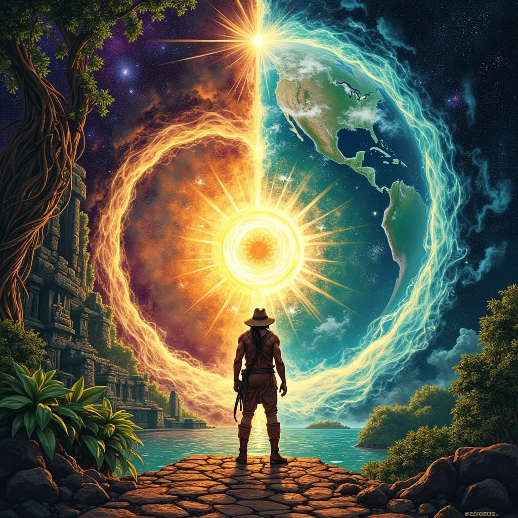 Epic Comic Book Cover in Cosmic Energy Style