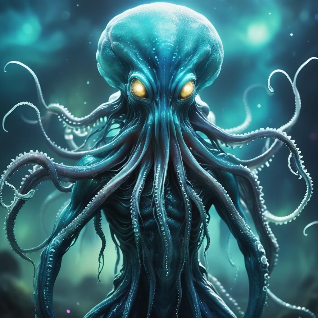 Bioluminescent Alien Creature in a Misty Environment