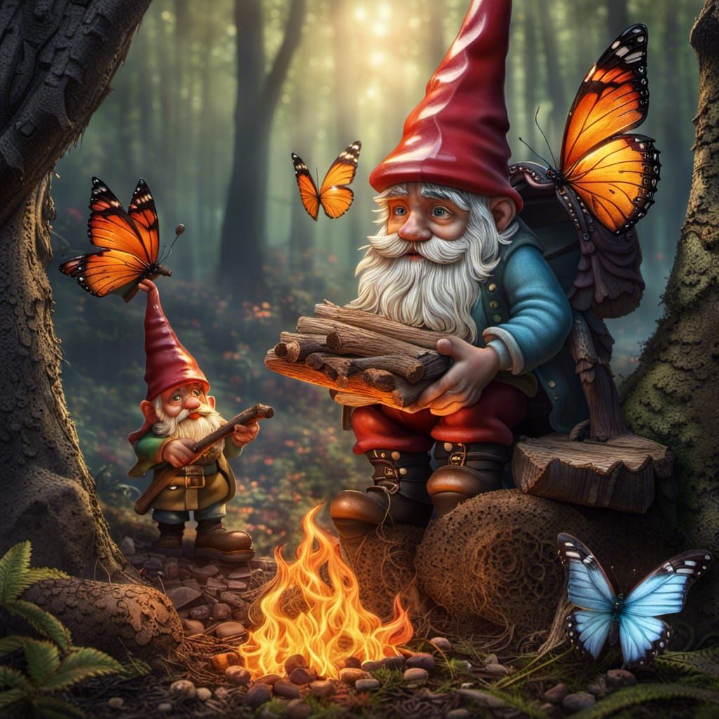 Camp fire with his cute little helpers