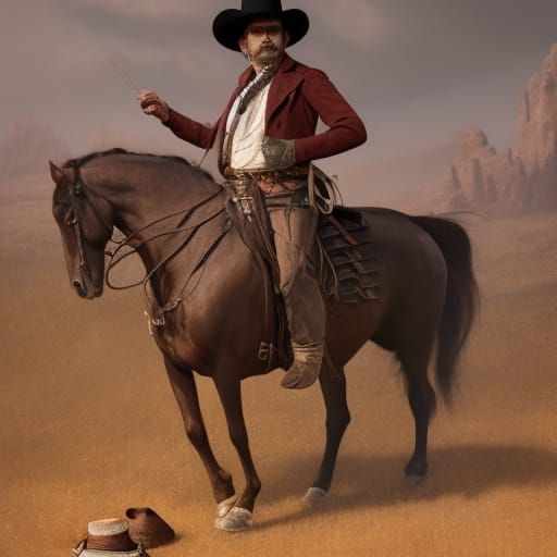 1850s Cowboy Portrait in Wild West Style