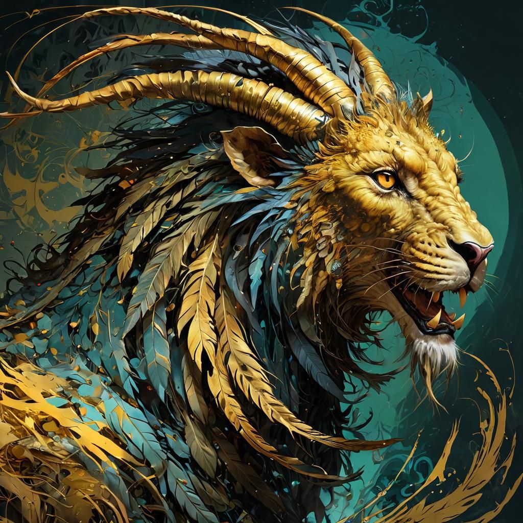 Liquid Shadow Chimera in Surreal Digital Painting