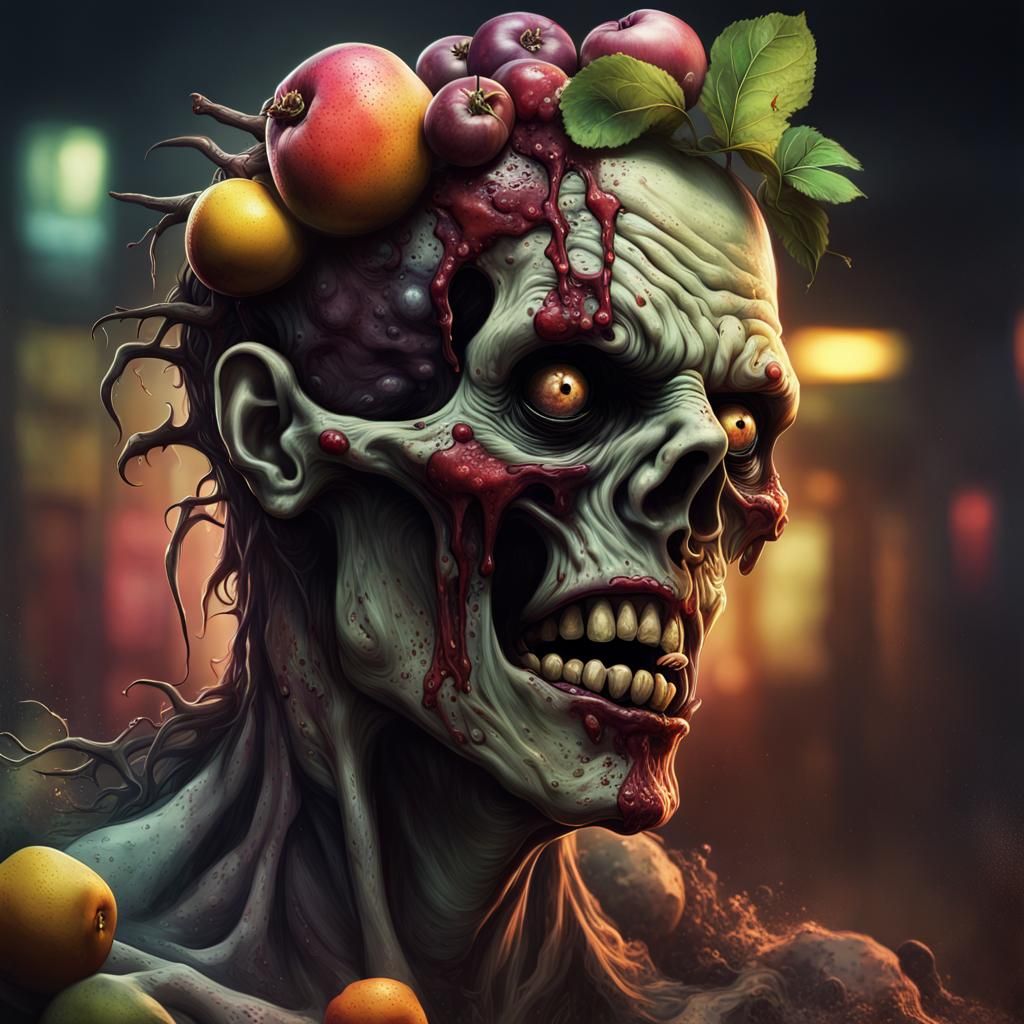 Horror Zombie Fruit Machine in Splash Art Style