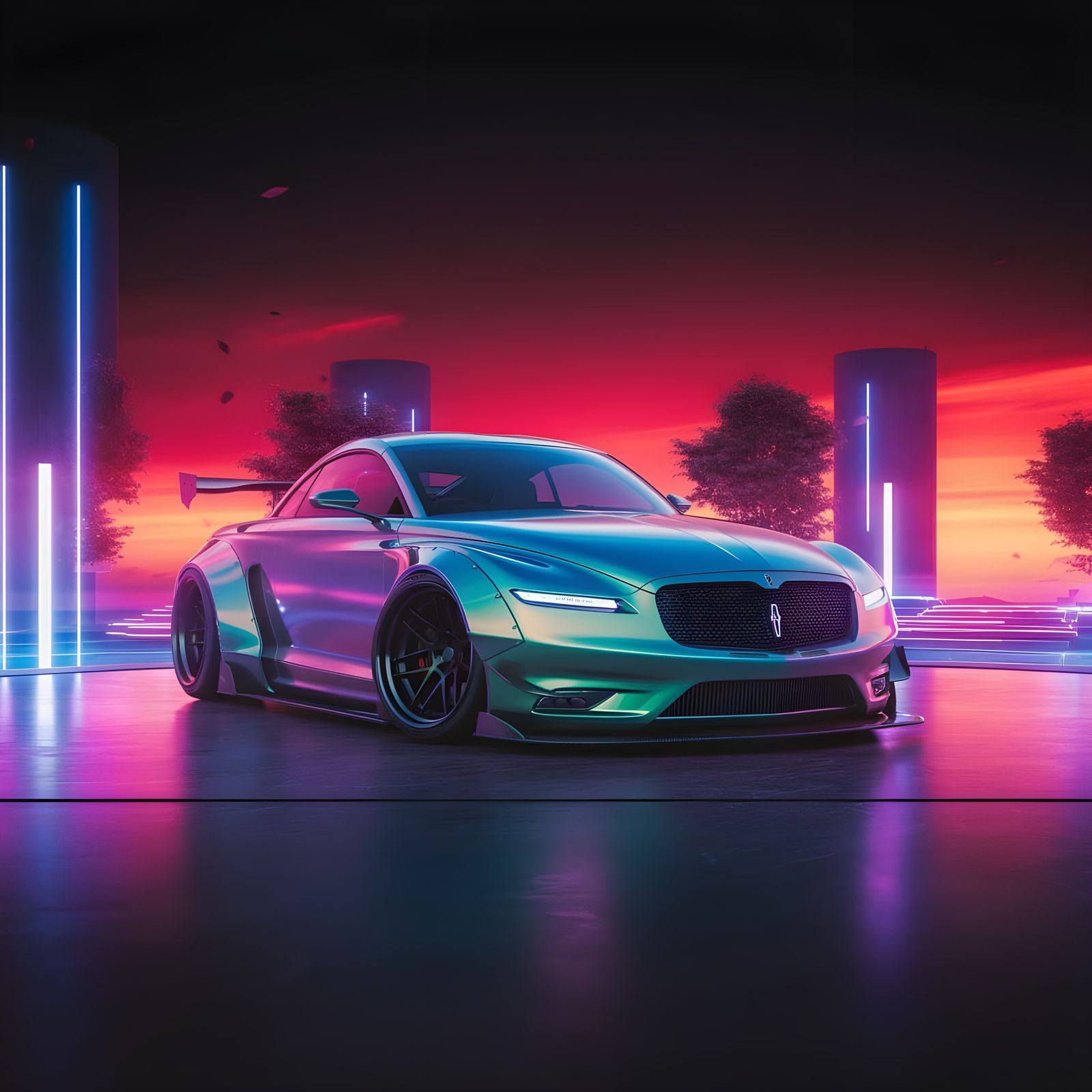 Surreal Neo Noir Masterpiece of Futuristic Automotive Excell...