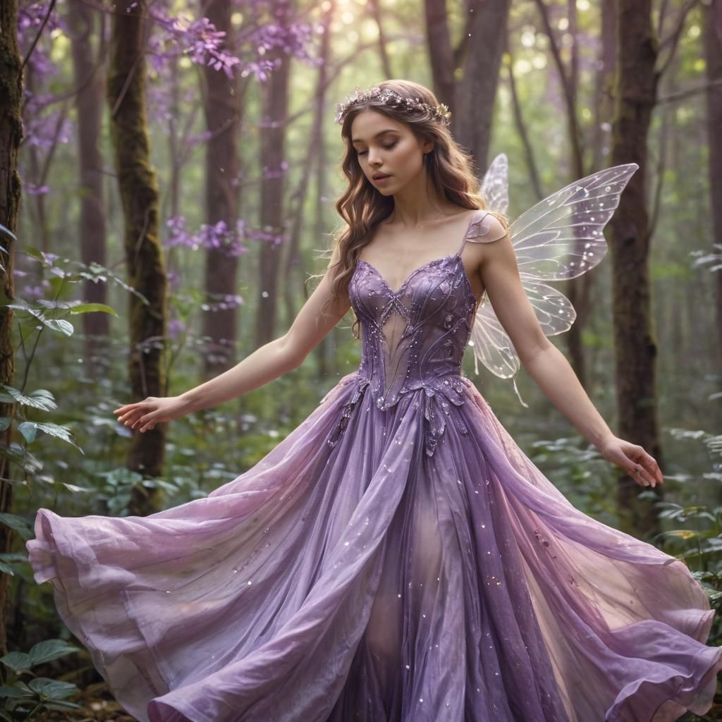 Beautiful Fairy in Enchanting Forest: Fantasy Illustration