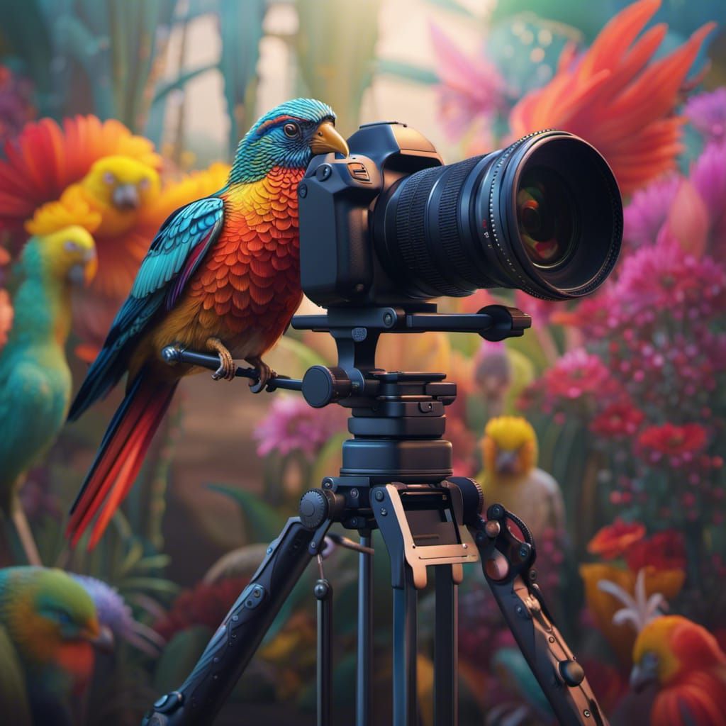 Exotic Bird Photography Setup in Detailed Matte Painting