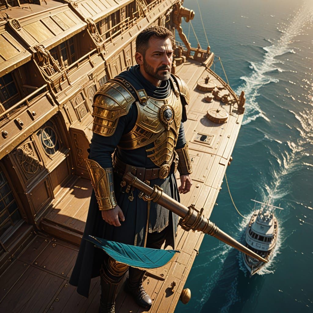 Epic Sci-Fi Ship Captain Takes Command in Byzantine Style