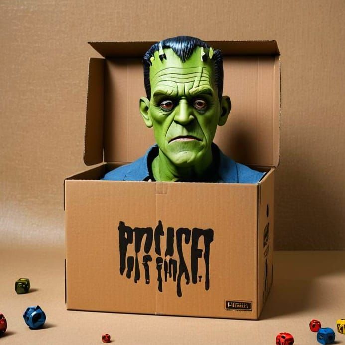 Monster Kit Cardboard Box with Frankenstein Artwork